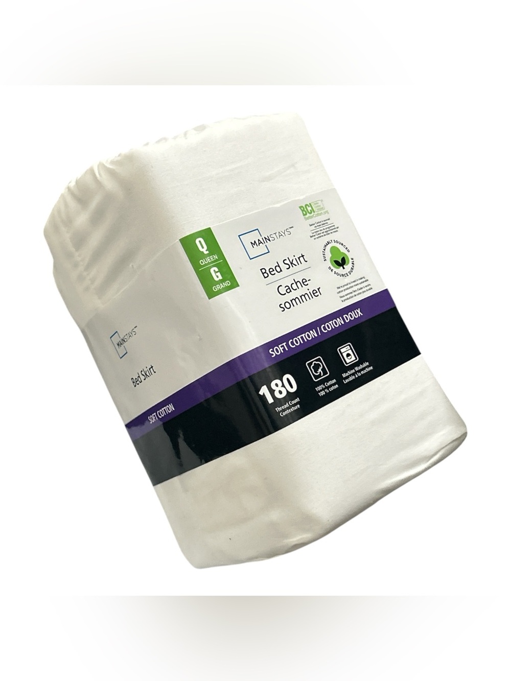 Mainstays Queen Bed Skirt - White - Soft Cotton